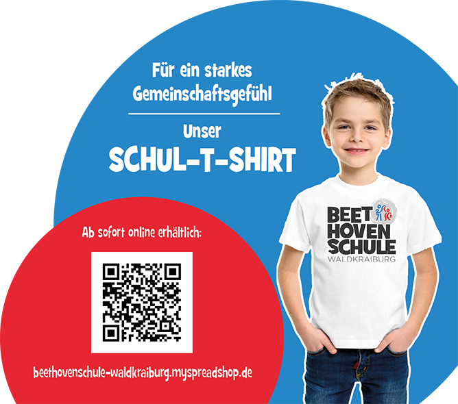 Logo auf dem das Schul T Shirt zu sehen ist 